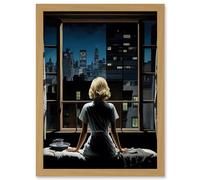 Artery8 Alfred Hitchcock Rear Window Inspired Hyperrealist Painting Watching Neighbours at Night Artwork Framed A3 Wall Art Print