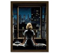 Artery8 Alfred Hitchcock Rear Window Inspired Hyperrealist Painting Watching Neighbours at Night Artwork Framed Wall Art Print A4