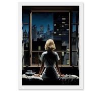 Artery8 Alfred Hitchcock Rear Window Inspired Hyperrealist Painting Watching Neighbours at Night Artwork Framed Wall Art Print A4