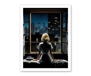 Artery8 Alfred Hitchcock Rear Window Inspired Hyperrealist Painting Watching Neighbours at Night Artwork Framed Wall Art Print 18X24 Inch