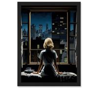 Artery8 Alfred Hitchcock Rear Window Inspired Hyperrealist Painting Watching Neighbours At Night Wall Art Print - A4 Size