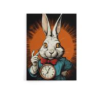 Artery8 Alice Adventures In Wonderland White Rabbit Canvas Wall Art Print in Red | Size: W24" x H32" Artery8 Red W24" x H32"