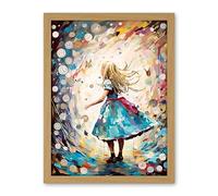 Artery8 Alice in Wonderland Clocks Down the Rabbit Hole Artwork Framed Wall Art Print 18X24 Inch