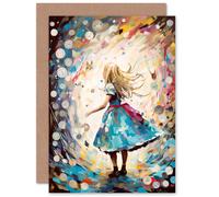 Artery8 Alice in Wonderland Clocks Down the Rabbit Hole for Child Children Kids Birthday Congratulations Daughter Sister Blank Art Greeting Card