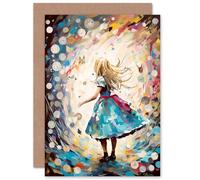 Artery8 Alice in Wonderland Clocks Down the Rabbit Hole for Child Children Kids Birthday Congratulations Daughter Sister Blank Art Greeting Card
