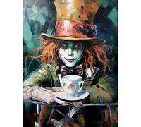 Artery8 Alice in Wonderland Mad Hatter Tea Party Portrait Art Print Canvas Premium Wall Decor Poster Mural