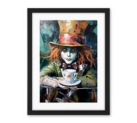Artery8 Alice in Wonderland Mad Hatter Tea Party Portrait Artwork Framed Wall Art Print 18X24 Inch