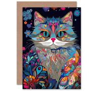 Artery8 Alice in Wonderland Original Cheshire Cat for Wife Her Mum Sister Daughter Mom Gran Nan Birthday Thank You Congratulations Blank Art Greeting Card