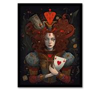 Artery8 Alice In Wonderland Queen Of Hearts Whimsical Magical Adventure Painting Artwork Framed Wall Art Print 18X24 Inch