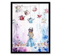 Artery8 Alice Wonderland Mad Hatter Tea Party Watercolour Living Room Art Print Framed Poster Wall Decor 12x16 inch