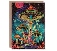 Artery8 Alien Psychedelic Mushroom Planet Starscape Blank For Him Or Her Art Birthday Card