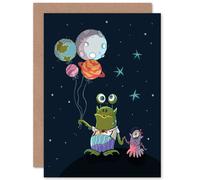 Artery8 Aliens Space Planet Balloons Greetings Card in Dark Navy Artery8 Dark Navy