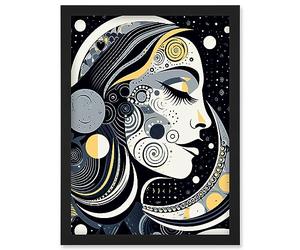 Artery8 Aligned with the Universe Boho New Moon Goddess Mother Nature Sky Patterns Artwork Framed Wall Art Print A4