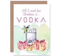 Artery8 All I Want For Xmas Is Vodka Funny Christmas Greetings Card in White Artery8 White