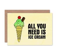 Artery8 All You Need Is Ice Cream Cute Retro Friendship Card Artery8 Multicolor