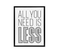 Artery8 All You Need Is Less Black White Inspirational Framed Canvas Art Print | Size: W18" x H24" Artery8 White W18" x H24"