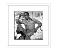 Artery8 Allen Warren Portrait Entertainer Sammy Davis Jr Photo 8X8 Inch Square Wooden Framed Wall Art Print Picture with Mount in White Artery8 White