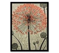 Artery8 Allium Flower Bloom And Buds Pink Grey Painting Spring Wildflower Floret Petals Decorative Pattern Nature Colourful Bright Floral Modern Artwork Artwork Framed Wall Art Print A4