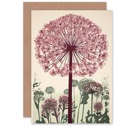 Artery8 Allium Flower Blooms Wildflower Spring Bright Floral for Wife Her Mum Sister Daughter Mom Nan Birthday Thank You Congratulations Blank Art Greeting Card