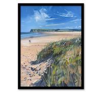 Artery8 Alnmouth Beach Painting Spring Coastal England Living Room Artwork Framed Wall Art Print A4