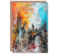 Artery8 Greeting Card Alnwick Castle Modern Artwork Northumberland Blank For Him Or Her Art Birthday Card