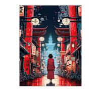 Artery8 Alone in Tokyo Empty Street Market Lantern Signs Large Wall Art Poster Print Thick Paper 18X24 Inch