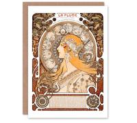 Artery8 Alphonse Mucha Art Card La Plume Zodiaque Art Nouveau