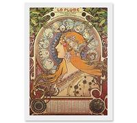 Artery8 Alphonse Mucha Art Nouveau Orange Gold Painting A4 Artwork Framed Wall Art Print