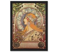 Artery8 Alphonse Mucha Art Nouveau Orange Gold Painting A4 Artwork Framed Wall Art Print