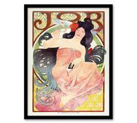 Artery8 Alphonse Mucha Framed Wall Art Art Nouveau Vintage Job Paper Advert | Size: A4 Artery8 Multicolor A4