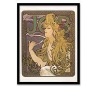 Artery8 Alphonse Mucha Framed Wall Art Job Paper Vintage Advert Art Nouveau in Purple | Size: A3 Artery8 Purple A3