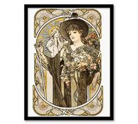 Artery8 Alphonse Mucha Framed Wall Art La Tosca Theatre Play Vintage Advert in White | Size: A4 Artery8 White A4