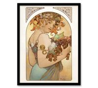 Artery8 Alphonse Mucha Framed Wall Art Print Woman With Fruit Art Nouveau - A3 Size