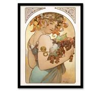 Artery8 Alphonse Mucha Framed Wall Art Print Woman With Fruit Art Nouveau | Size: A4 Artery8 Multicolor A4