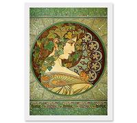 Artery8 Alphonse Mucha Laurel 1901 Art Nouveau Green Vintage Painting A4 Artwork Framed Wall Art Print