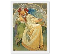 Alphonse Mucha Princess Hyacinth 1911 Art Nouveau Vintage Painting A4 Artwork Framed Wall Art Print Artery8 White One Size