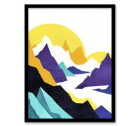 Artery8 Alps Mountain Range Vibrant Abstract Geometric Framed Wall Art | Size: A4 Artery8 Multicolor A4