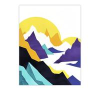 Artery8 Alps Mountain Range Vibrant Abstract Geometric Wall Art Print | Size: W12" x H16" Artery8 Multicolor W12" x H16"
