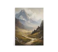 Artery8 Alps Path Switzerland Mountain Landscape Canvas Wall Art Print in Brown | Size: W12" x H16" Artery8 Brown W12" x H16"