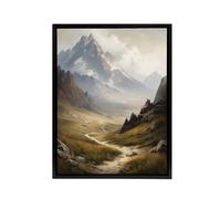 Artery8 Alps Path Switzerland Mountain Landscape Framed Canvas Wall Art Print in Brown | Size: W18" x H24" Artery8 Brown W18" x H24"