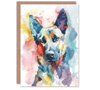 Artery8 Greeting Card Alsatian German Shepherd Dog Lover Watercolour Blank For All Him Or Her Art Birthday Card