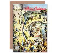 Artery8 Alternative Christmas Xmas Journey To Heaven Hell Greetings Card in Green Artery8 Green