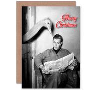 Wee Blue Coo CARD ALTERNATIVE CHRISTMAS XMAS OSTRICH READING NEWS FUNNY