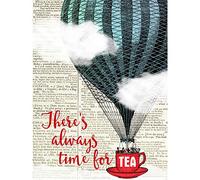 Artery8 Always Time for Tea Balloon Upcycle Style Dictionary Large Wall Art Poster Print Thick Paper 18X24 Inch