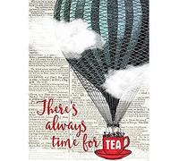 Artery8 Always Time for Tea Balloon Upcycle Style Dictionary Unframed Wall Art Print Poster Home Decor Premium