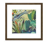 Artery8 Amadeo De Souza Cardoso - The Leap Of The Rabbit 8X8 Inch Square Wooden Framed Wall Art Print Picture with Mount in Brown Artery8 Brown