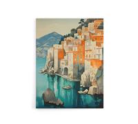 Artery8 Amalfi Coast Coastal Village Houses Italy Canvas Wall Art Print in Blue | Size: W24" x H32" Artery8 Blue W24" x H32"