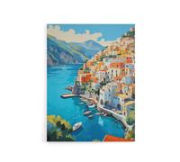 Artery8 Amalfi Coast Italy Coastal Landscape Canvas Wall Art Print in Blue | Size: W24" x H32" Artery8 Blue W24" x H32"