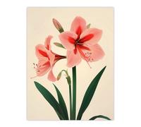 Artery8 Amaryllis Flower Bloom Stylised Botanical Design Wall Art Print in Pink | Size: W12" x H16" Artery8 Pink W12" x H16"