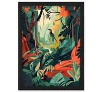 Artery8 Amazon Rainforest Diverse Flora and Tropical Birds Artwork Framed Wall Art Print A4